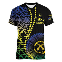Proudly Ni-Van Sandroing Inspired Women V-Neck T-Shirt Malampa Classic Style LT7 Female Colorful - Polynesian Pride