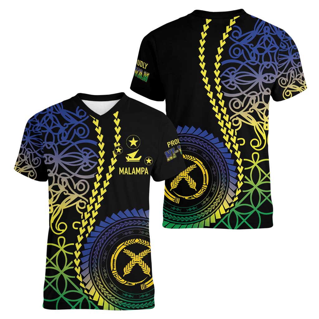 Proudly Ni-Van Sandroing Inspired Women V-Neck T-Shirt Malampa Classic Style LT7 - Polynesian Pride