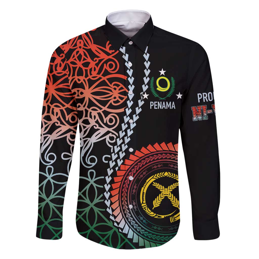 Proudly Ni-Van Sandroing Inspired Family Matching Long Sleeve Bodycon Dress and Hawaiian Shirt Penama Classic Style LT7 Dad's Shirt - Long Sleeve Colorful - Polynesian Pride