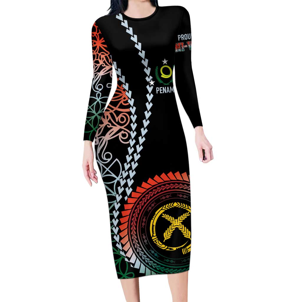 Proudly Ni-Van Sandroing Inspired Family Matching Long Sleeve Bodycon Dress and Hawaiian Shirt Penama Classic Style LT7 Mom's Dress Colorful - Polynesian Pride