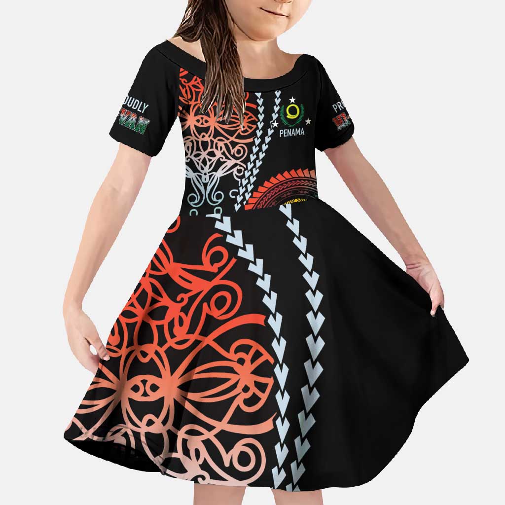 Proudly Ni-Van Sandroing Inspired Family Matching Off Shoulder Maxi Dress and Hawaiian Shirt Penama Classic Style LT7 Daughter's Dress Colorful - Polynesian Pride