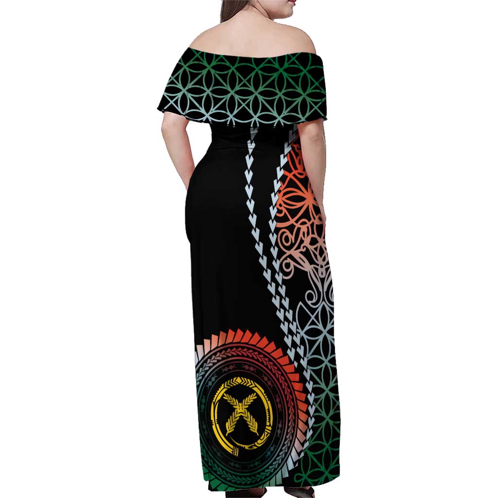 Proudly Ni-Van Sandroing Inspired Family Matching Off Shoulder Maxi Dress and Hawaiian Shirt Penama Classic Style LT7 - Polynesian Pride
