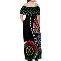 Proudly Ni-Van Sandroing Inspired Family Matching Off Shoulder Maxi Dress and Hawaiian Shirt Penama Classic Style LT7 - Polynesian Pride