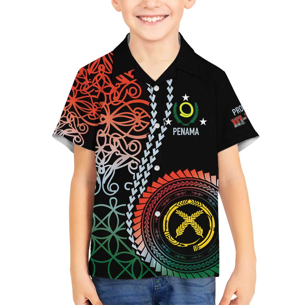 Proudly Ni-Van Sandroing Inspired Family Matching Off Shoulder Short Dress and Hawaiian Shirt Penama Classic Style LT7 Son's Shirt Colorful - Polynesian Pride