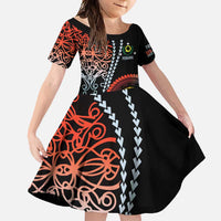 Proudly Ni-Van Sandroing Inspired Family Matching Short Sleeve Bodycon Dress and Hawaiian Shirt Penama Classic Style LT7 Daughter's Dress Colorful - Polynesian Pride
