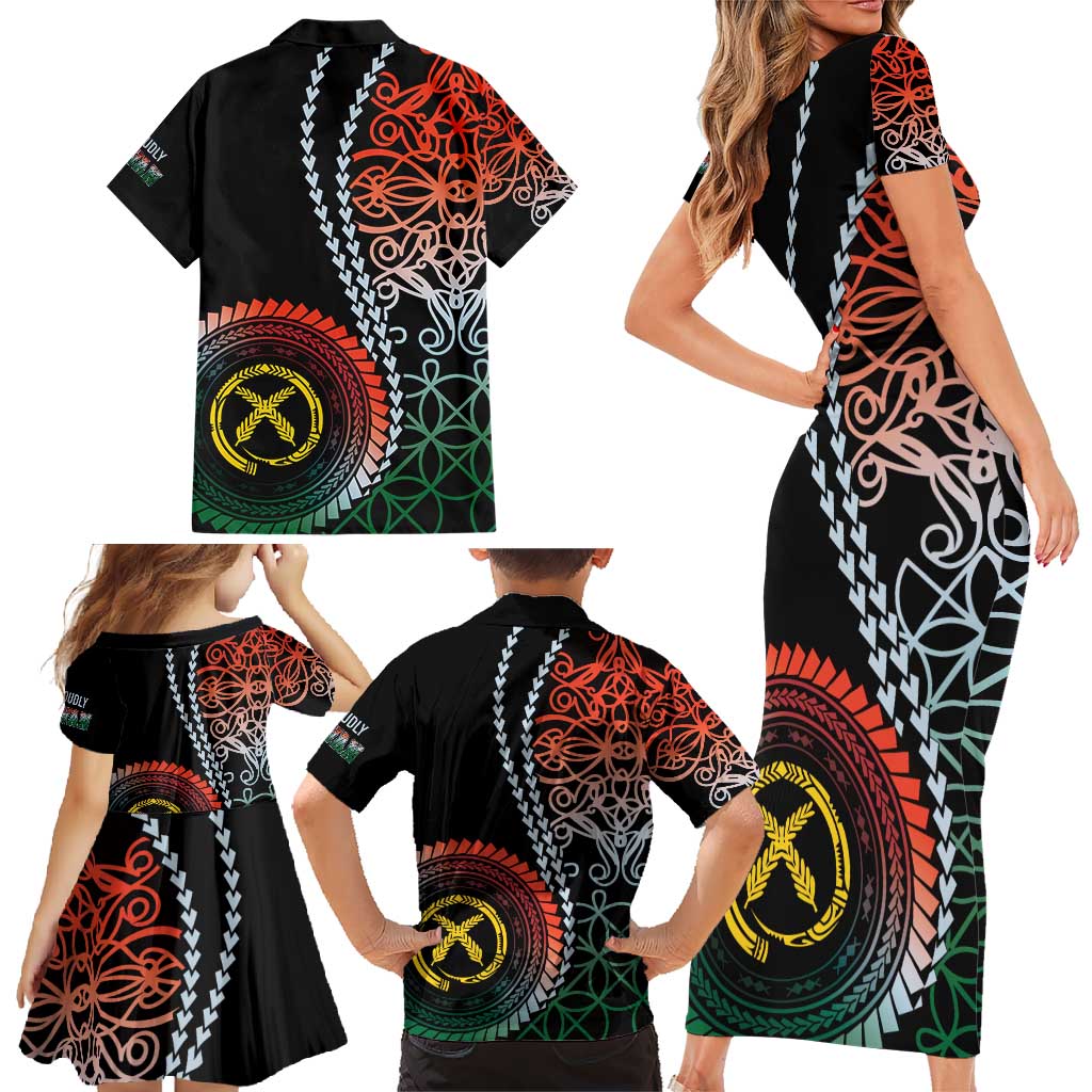 Proudly Ni-Van Sandroing Inspired Family Matching Short Sleeve Bodycon Dress and Hawaiian Shirt Penama Classic Style LT7 - Polynesian Pride