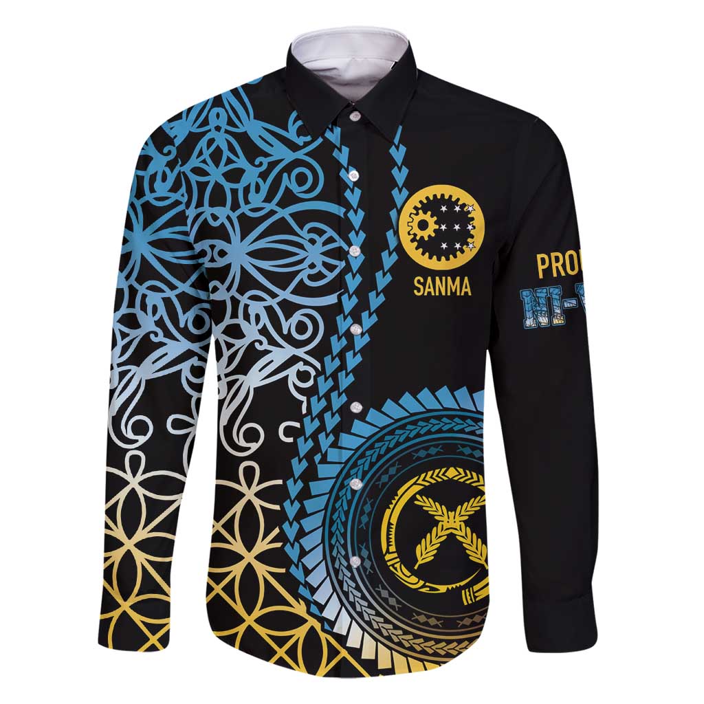 Proudly Ni-Van Sandroing Inspired Family Matching Mermaid Dress and Hawaiian Shirt Sanma Classic Style LT7 Dad's Shirt - Long Sleeve Colorful - Polynesian Pride