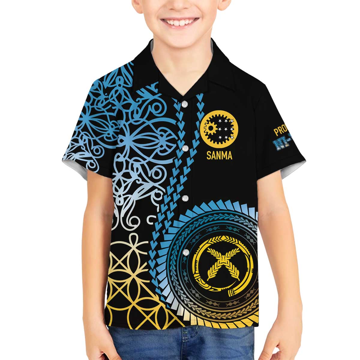 Proudly Ni-Van Sandroing Inspired Family Matching Off The Shoulder Long Sleeve Dress and Hawaiian Shirt Sanma Classic Style