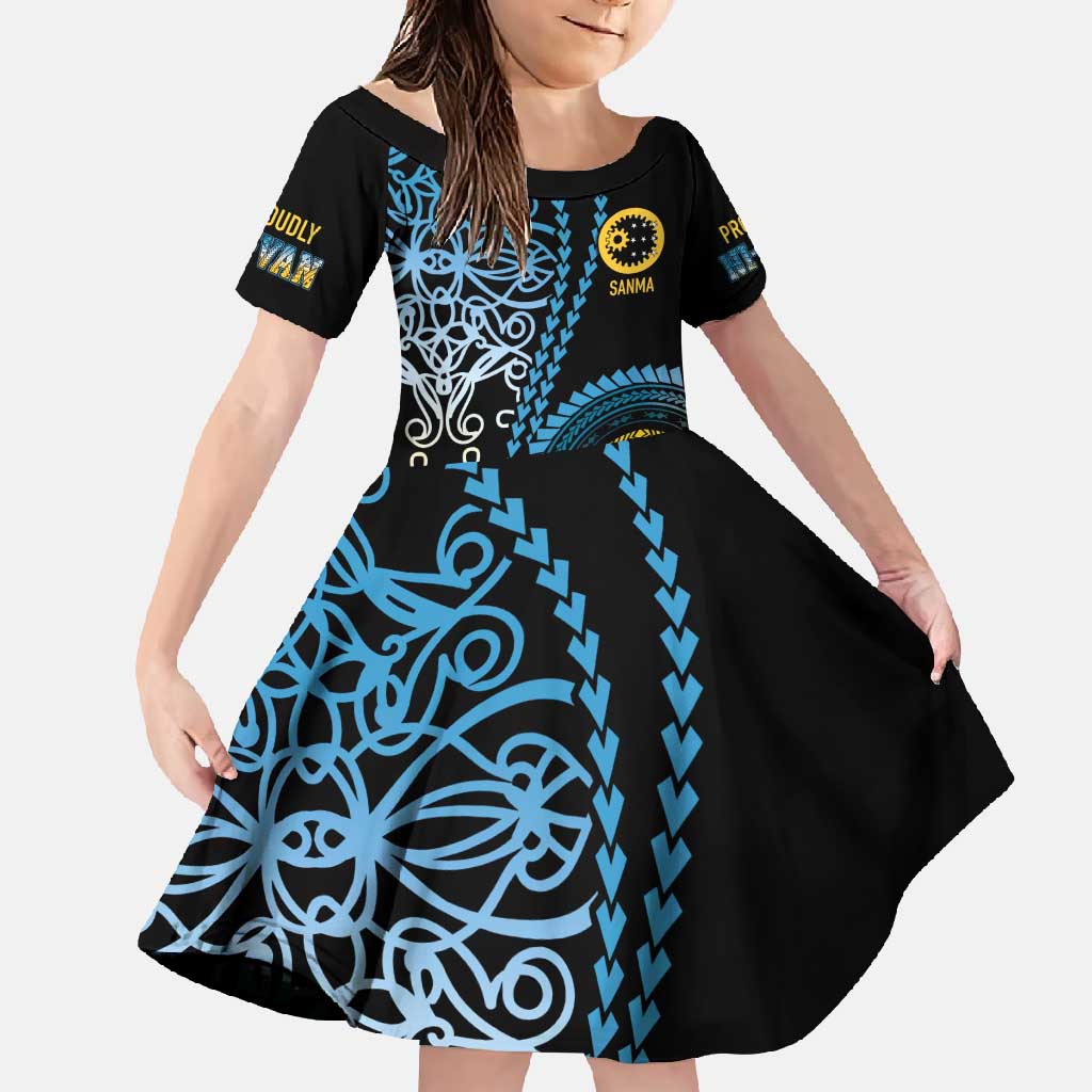 Proudly Ni-Van Sandroing Inspired Family Matching Off Shoulder Maxi Dress and Hawaiian Shirt Sanma Classic Style LT7 Daughter's Dress Colorful - Polynesian Pride