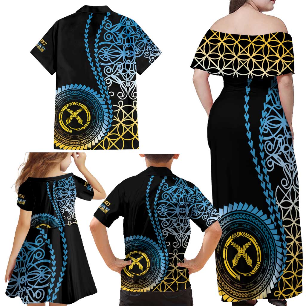Proudly Ni-Van Sandroing Inspired Family Matching Off Shoulder Maxi Dress and Hawaiian Shirt Sanma Classic Style LT7 - Polynesian Pride