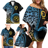 Proudly Ni-Van Sandroing Inspired Family Matching Off Shoulder Short Dress and Hawaiian Shirt Sanma Classic Style LT7 - Polynesian Pride
