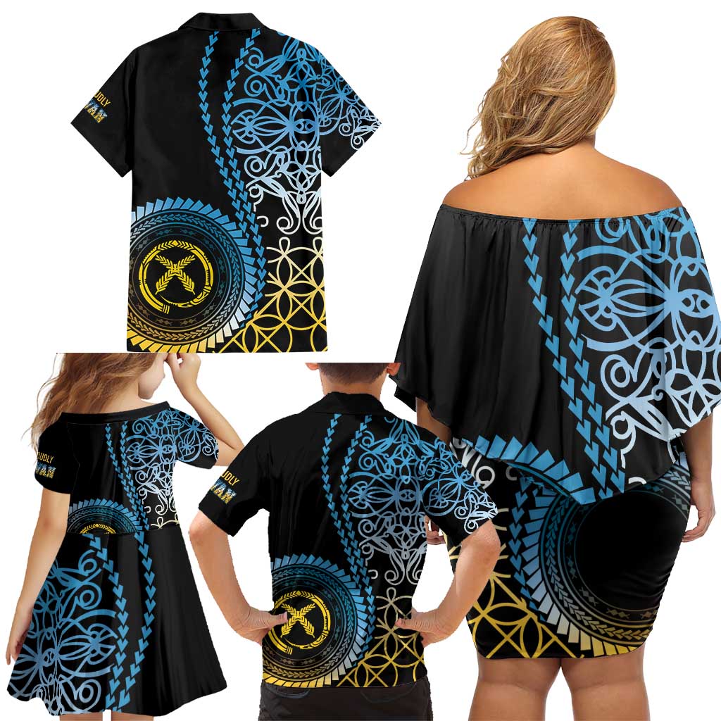 Proudly Ni-Van Sandroing Inspired Family Matching Off Shoulder Short Dress and Hawaiian Shirt Sanma Classic Style LT7 - Polynesian Pride