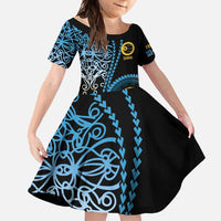 Proudly Ni-Van Sandroing Inspired Family Matching Short Sleeve Bodycon Dress and Hawaiian Shirt Sanma Classic Style LT7 Daughter's Dress Colorful - Polynesian Pride