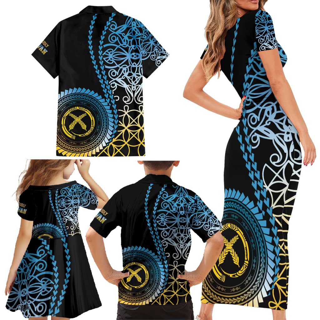 Proudly Ni-Van Sandroing Inspired Family Matching Short Sleeve Bodycon Dress and Hawaiian Shirt Sanma Classic Style LT7 - Polynesian Pride