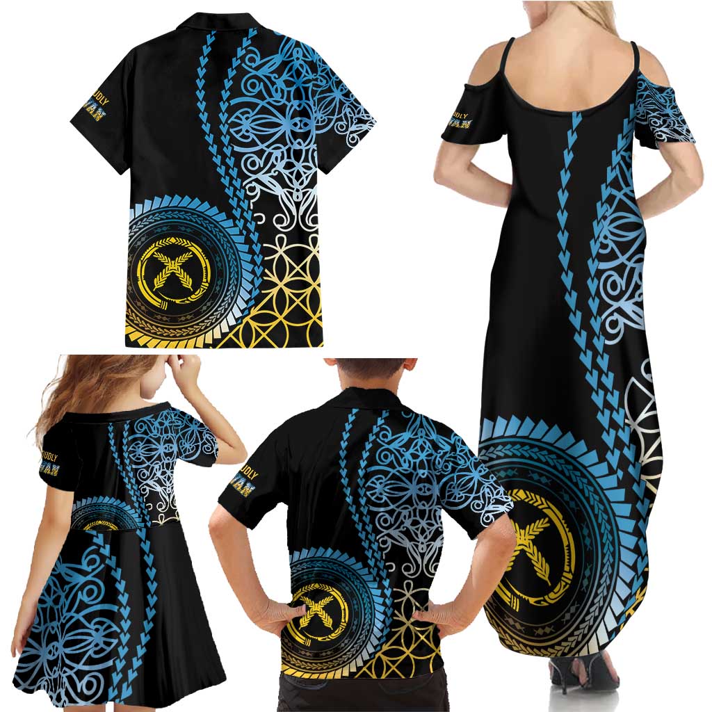 Proudly Ni-Van Sandroing Inspired Family Matching Summer Maxi Dress and Hawaiian Shirt Sanma Classic Style LT7 - Polynesian Pride