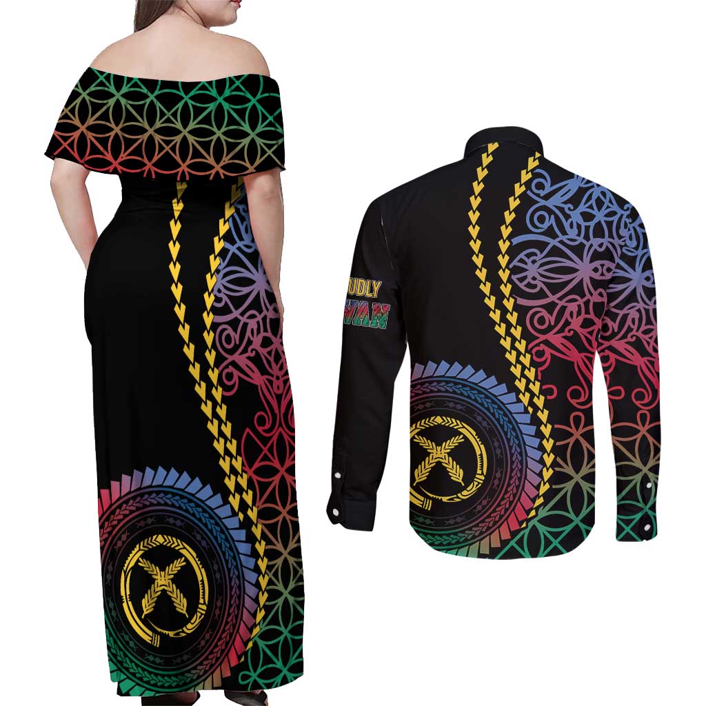 Proudly Ni-Van Sandroing Inspired Couples Matching Off Shoulder Maxi Dress and Long Sleeve Button Shirt Shefa Classic Style