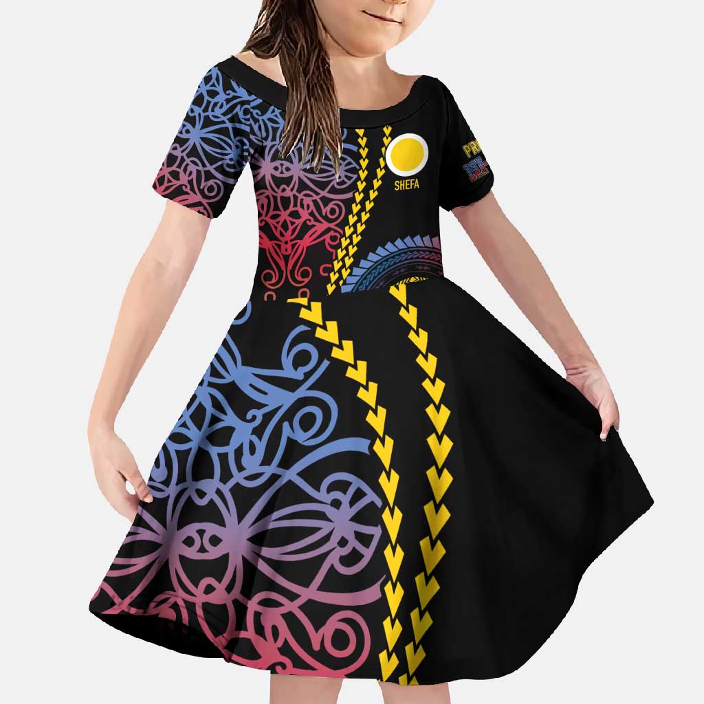 Proudly Ni-Van Sandroing Inspired Family Matching Long Sleeve Bodycon Dress and Hawaiian Shirt Shefa Classic Style LT7 Daughter's Dress Colorful - Polynesian Pride