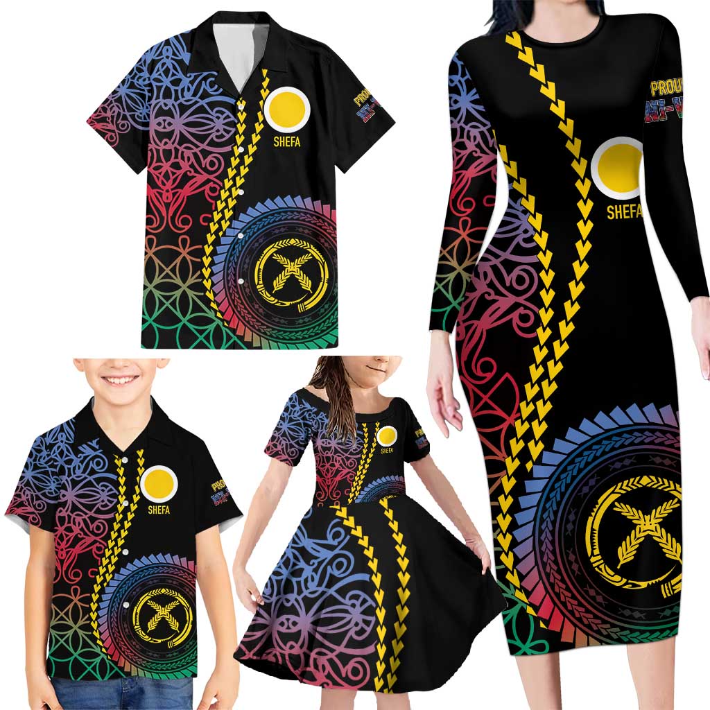 Proudly Ni-Van Sandroing Inspired Family Matching Long Sleeve Bodycon Dress and Hawaiian Shirt Shefa Classic Style LT7 - Polynesian Pride
