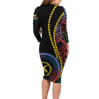 Proudly Ni-Van Sandroing Inspired Family Matching Long Sleeve Bodycon Dress and Hawaiian Shirt Shefa Classic Style LT7 - Polynesian Pride