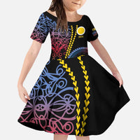 Proudly Ni-Van Sandroing Inspired Family Matching Short Sleeve Bodycon Dress and Hawaiian Shirt Shefa Classic Style LT7 Daughter's Dress Colorful - Polynesian Pride