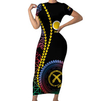 Proudly Ni-Van Sandroing Inspired Family Matching Short Sleeve Bodycon Dress and Hawaiian Shirt Shefa Classic Style LT7 Mom's Dress Colorful - Polynesian Pride