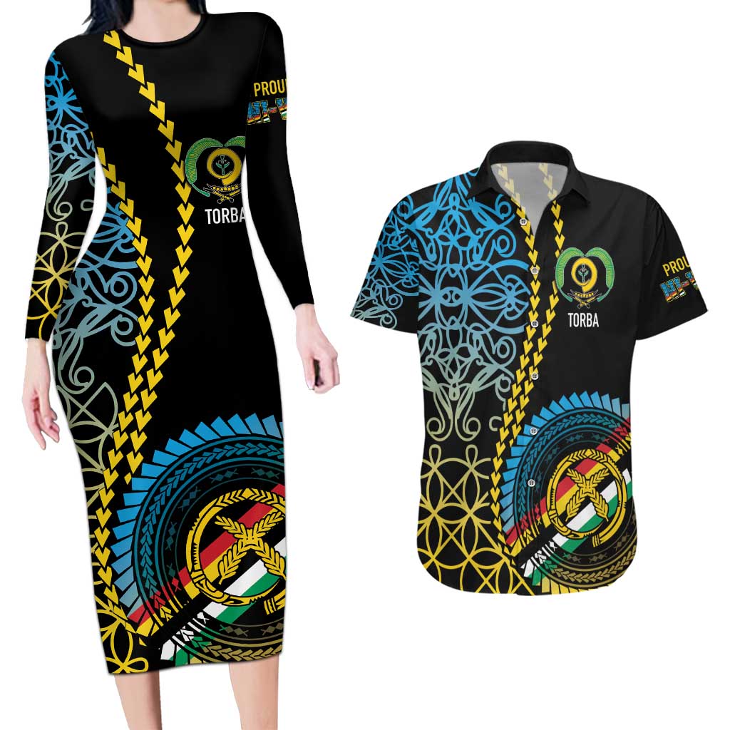 Proudly Ni-Van Sandroing Inspired Couples Matching Long Sleeve Bodycon Dress and Hawaiian Shirt Torba Classic Style LT7 Colorful - Polynesian Pride
