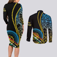 Proudly Ni-Van Sandroing Inspired Couples Matching Long Sleeve Bodycon Dress and Long Sleeve Button Shirt Torba Classic Style LT7 - Polynesian Pride