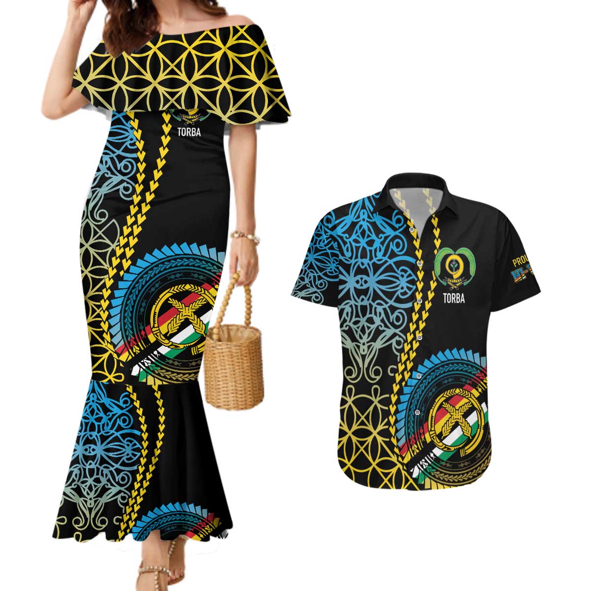 Proudly Ni-Van Sandroing Inspired Couples Matching Mermaid Dress and Hawaiian Shirt Torba Classic Style