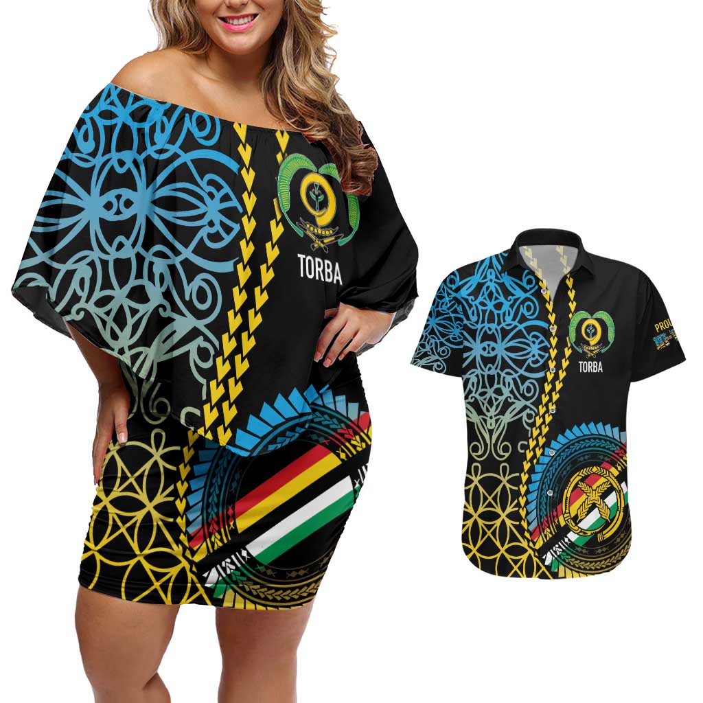 Proudly Ni-Van Sandroing Inspired Couples Matching Off Shoulder Short Dress and Hawaiian Shirt Torba Classic Style