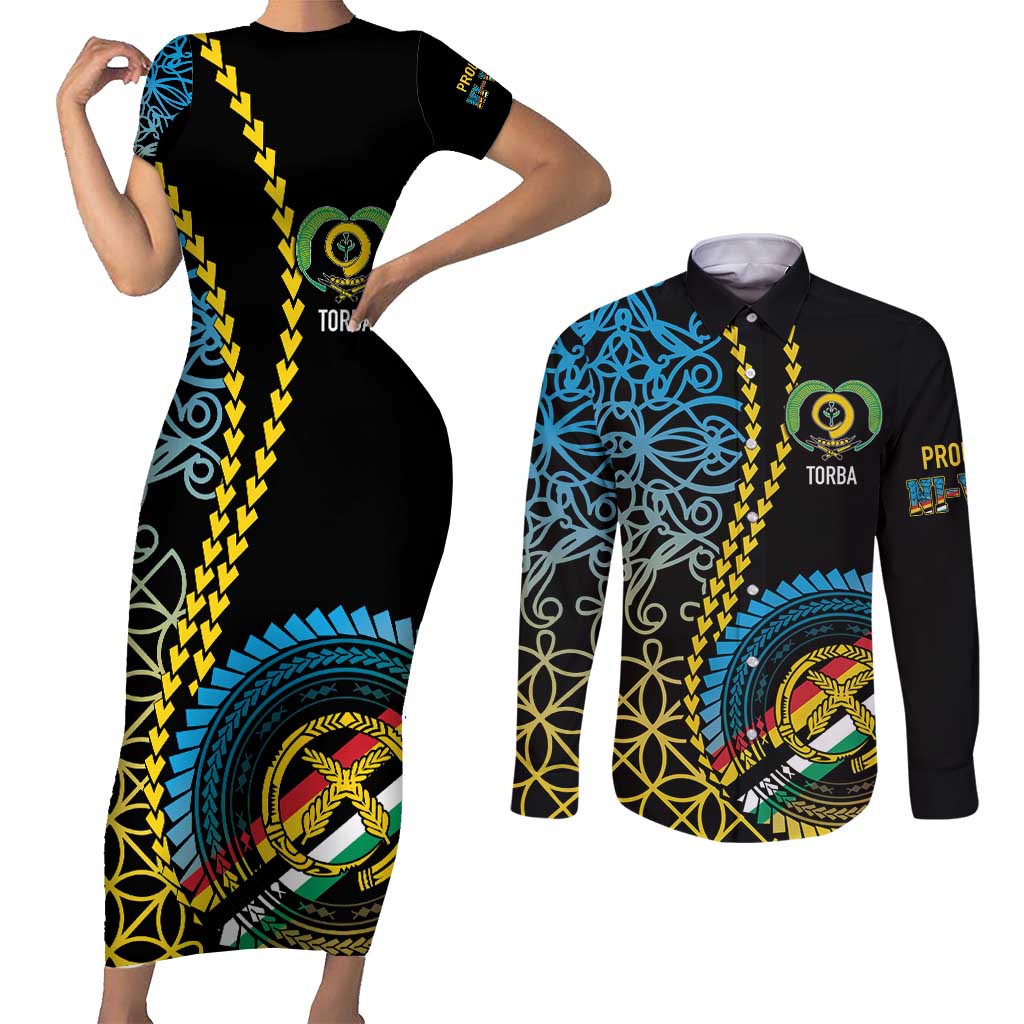 Proudly Ni-Van Sandroing Inspired Couples Matching Short Sleeve Bodycon Dress and Long Sleeve Button Shirt Torba Classic Style