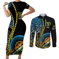 Proudly Ni-Van Sandroing Inspired Couples Matching Short Sleeve Bodycon Dress and Long Sleeve Button Shirt Torba Classic Style LT7 Colorful - Polynesian Pride