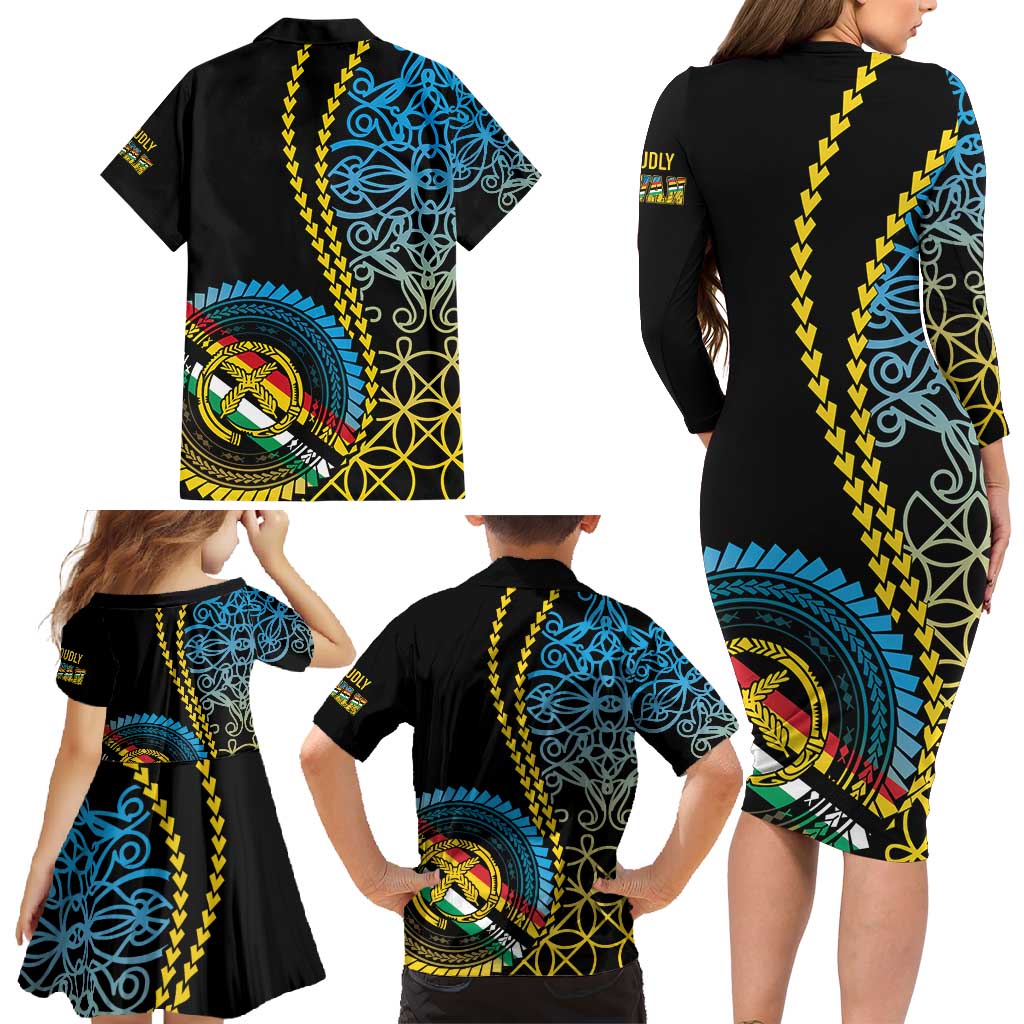 Proudly Ni-Van Sandroing Inspired Family Matching Long Sleeve Bodycon Dress and Hawaiian Shirt Torba Classic Style LT7 - Polynesian Pride