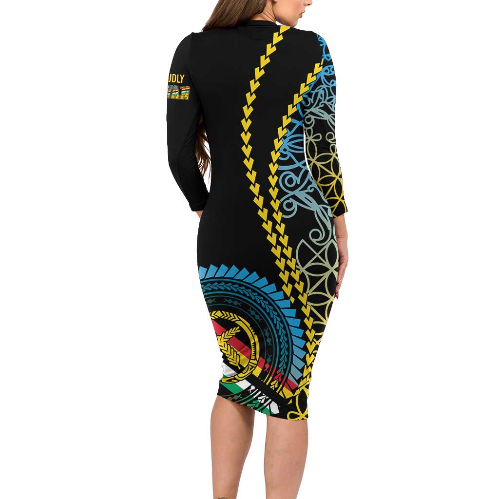 Proudly Ni-Van Sandroing Inspired Family Matching Long Sleeve Bodycon Dress and Hawaiian Shirt Torba Classic Style LT7 - Polynesian Pride