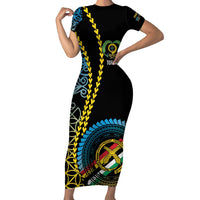 Proudly Ni-Van Sandroing Inspired Family Matching Short Sleeve Bodycon Dress and Hawaiian Shirt Torba Classic Style LT7 Mom's Dress Colorful - Polynesian Pride