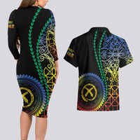 Proudly Ni-Van Sandroing Inspired Couples Matching Long Sleeve Bodycon Dress and Hawaiian Shirt Tafea Classic Style