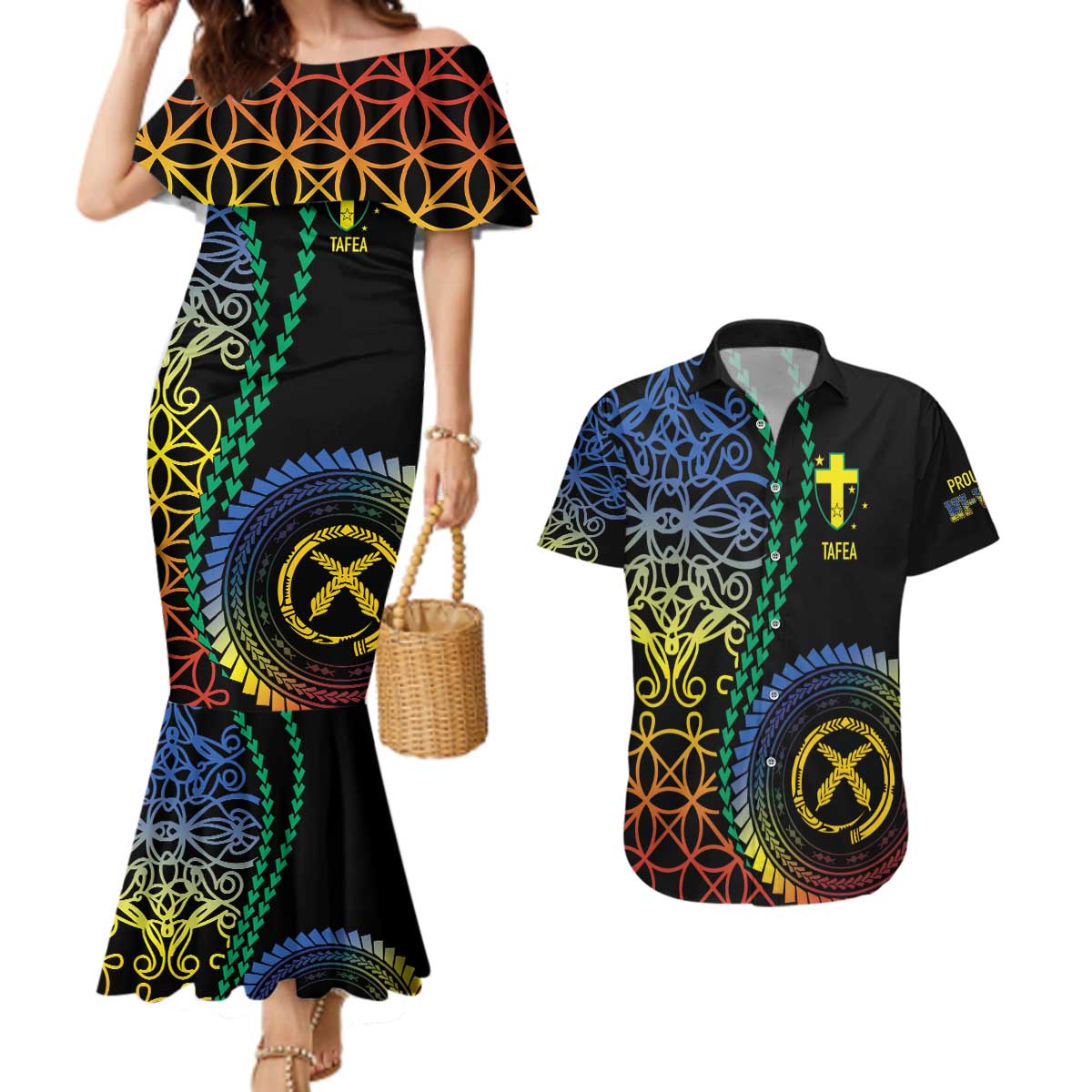 Proudly Ni-Van Sandroing Inspired Couples Matching Mermaid Dress and Hawaiian Shirt Tafea Classic Style