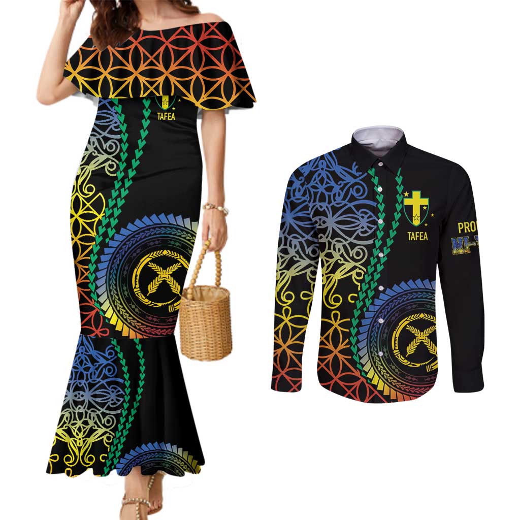 Proudly Ni-Van Sandroing Inspired Couples Matching Mermaid Dress and Long Sleeve Button Shirt Tafea Classic Style