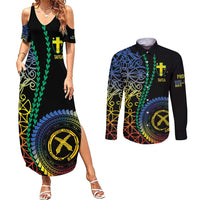 Proudly Ni-Van Sandroing Inspired Couples Matching Summer Maxi Dress and Long Sleeve Button Shirt Tafea Classic Style