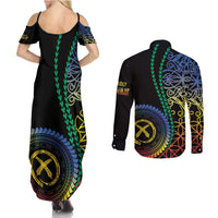 Proudly Ni-Van Sandroing Inspired Couples Matching Summer Maxi Dress and Long Sleeve Button Shirt Tafea Classic Style