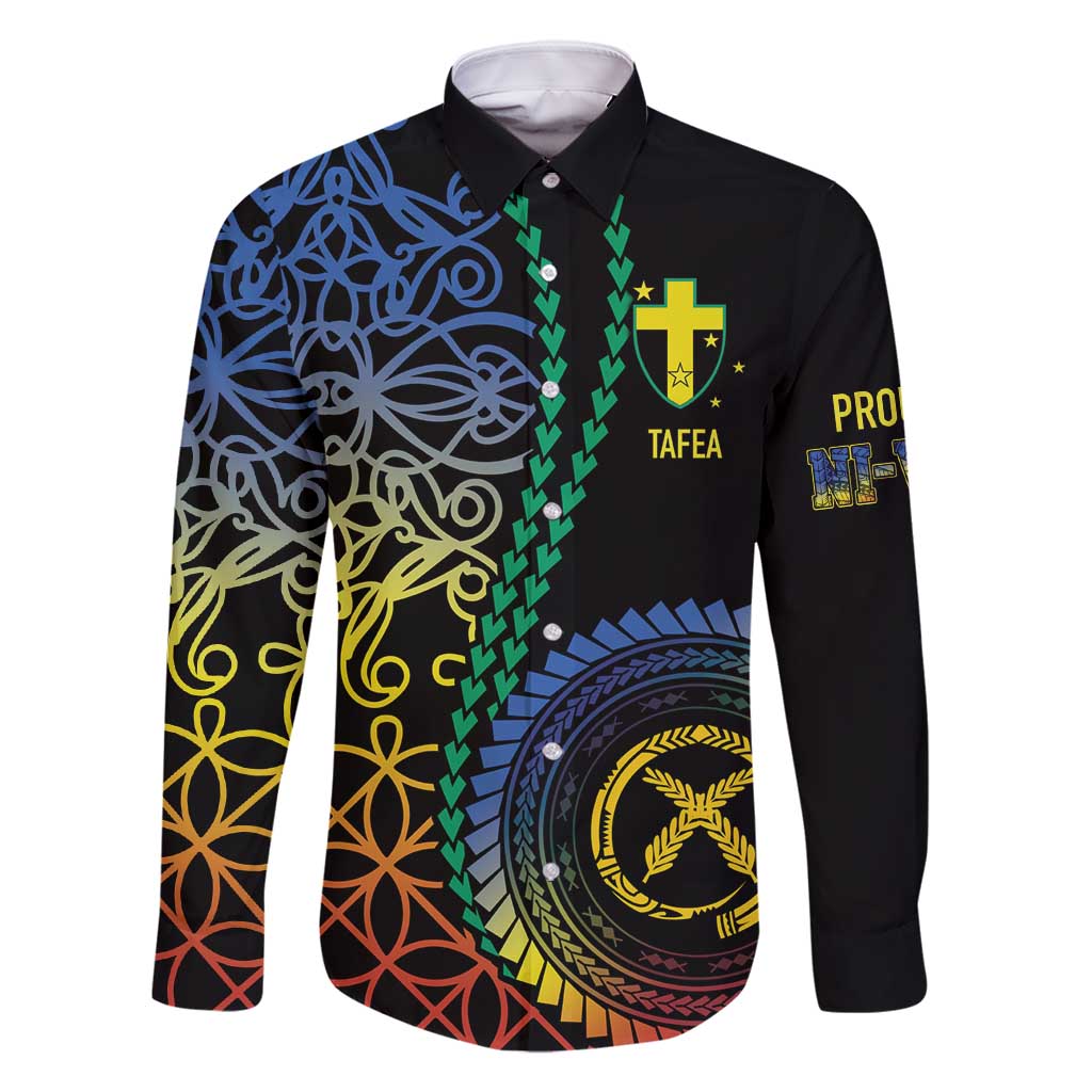 Proudly Ni-Van Sandroing Inspired Family Matching Long Sleeve Bodycon Dress and Hawaiian Shirt Tafea Classic Style LT7 Dad's Shirt - Long Sleeve Colorful - Polynesian Pride