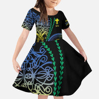 Proudly Ni-Van Sandroing Inspired Family Matching Mermaid Dress and Hawaiian Shirt Tafea Classic Style LT7 Daughter's Dress Colorful - Polynesian Pride