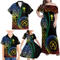 Proudly Ni-Van Sandroing Inspired Family Matching Off Shoulder Maxi Dress and Hawaiian Shirt Tafea Classic Style LT7 - Polynesian Pride