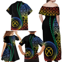 Proudly Ni-Van Sandroing Inspired Family Matching Off Shoulder Maxi Dress and Hawaiian Shirt Tafea Classic Style LT7 - Polynesian Pride