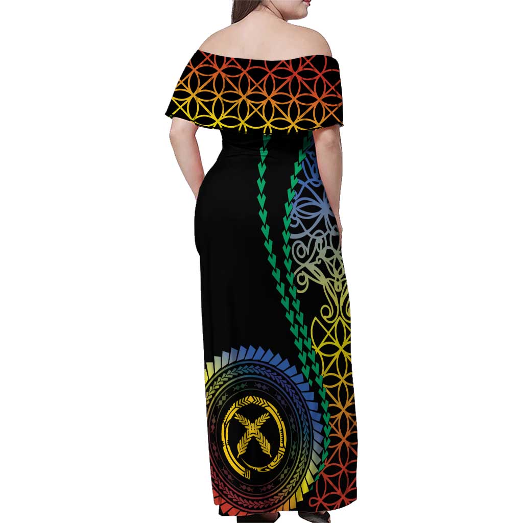 Proudly Ni-Van Sandroing Inspired Family Matching Off Shoulder Maxi Dress and Hawaiian Shirt Tafea Classic Style LT7 - Polynesian Pride