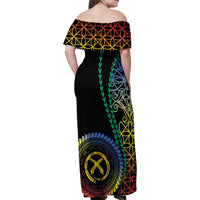 Proudly Ni-Van Sandroing Inspired Family Matching Off Shoulder Maxi Dress and Hawaiian Shirt Tafea Classic Style LT7 - Polynesian Pride