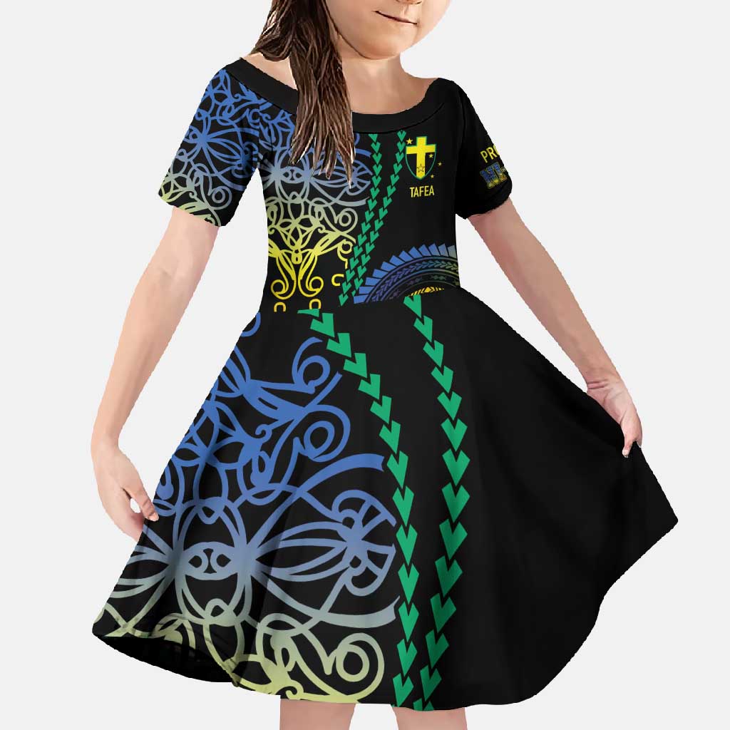 Proudly Ni-Van Sandroing Inspired Family Matching Short Sleeve Bodycon Dress and Hawaiian Shirt Tafea Classic Style LT7 Daughter's Dress Colorful - Polynesian Pride