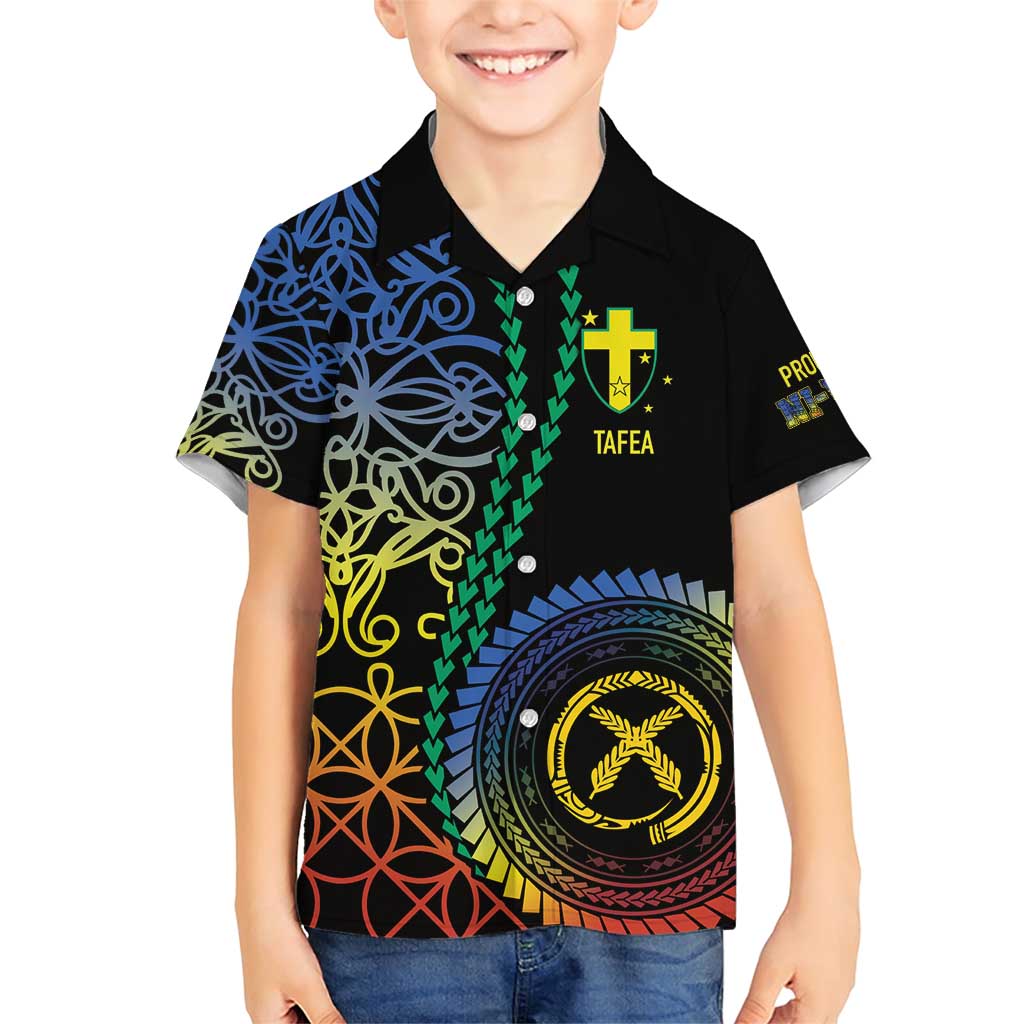 Proudly Ni-Van Sandroing Inspired Family Matching Short Sleeve Bodycon Dress and Hawaiian Shirt Tafea Classic Style LT7 Son's Shirt Colorful - Polynesian Pride