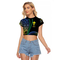 Proudly Ni-Van Sandroing Inspired Raglan Cropped T Shirt Tafea Classic Style LT7 Female Colorful - Polynesian Pride