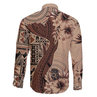 Bula Fiji Family Matching Short Sleeve Bodycon Dress and Hawaiian Shirt Shark Tail Beige Masi Tapa