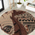 Bula Fiji Round Carpet Shark Tail Beige Masi Tapa